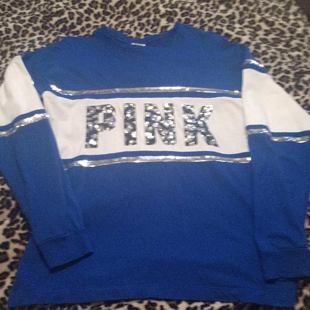 VS Pink Blue Bling Longsleeved Top